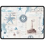 Nautical Lighthouse Vintage Postcard French Writing Fleece Blanket (Large)