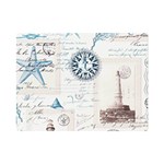 Nautical Lighthouse Vintage Postcard French Writing Premium Plush Fleece Blanket (Mini)