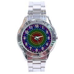 3d Psychedelic Shape Circle Dots Color Stainless Steel Analogue Watch by Modalart