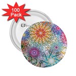 Psychedelic Flowers Yellow Abstract Psicodelia 2.25  Buttons (100 pack)  Front