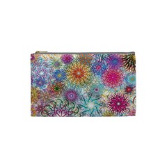 Psychedelic Flowers Yellow Abstract Psicodelia Cosmetic Bag (small)