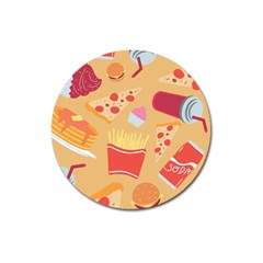 Fast Junk Food  Pizza Burger Cool Soda Pattern Magnet 3  (round)