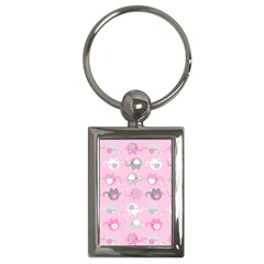 Animals Elephant Pink Cute Key Chain (rectangle) by Dutashop