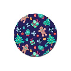 Christmas Texture New Year Background Trees Retro Pattern Magnet 3  (round) by Sarkoni