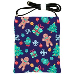 Christmas Texture New Year Background Trees Retro Pattern Shoulder Sling Bag by Sarkoni