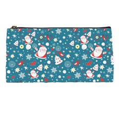 Christmas Pattern Santa Blue Pencil Case by Sarkoni