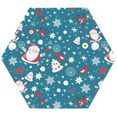 Christmas Pattern Santa Blue Wooden Puzzle Hexagon by Sarkoni