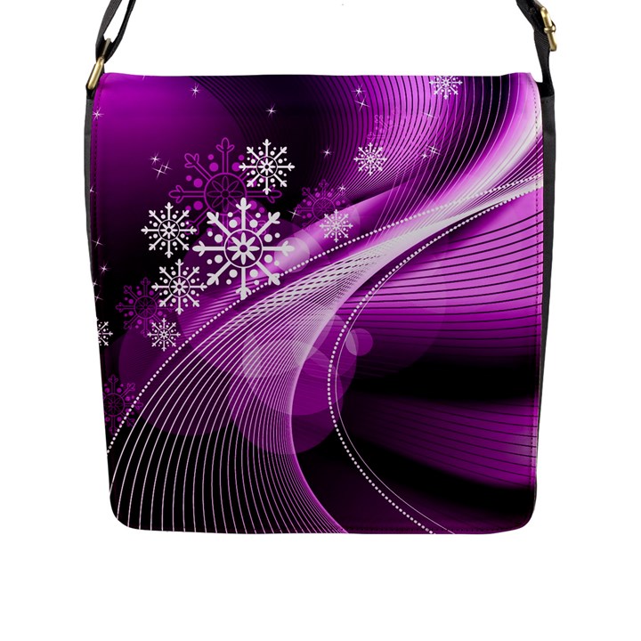Purple Abstract Merry Christmas Xmas Pattern Flap Closure Messenger Bag (L)