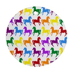 Colorful Horse Background Wallpaper Round Ornament (two Sides)