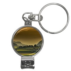 Mountains Village Trees Hills Nail Clippers Key Chain by Sarkoni