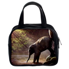 Baby Elephant Watering Hole Classic Handbag (two Sides) by Sarkoni