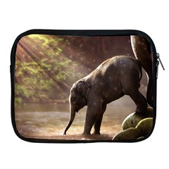 Baby Elephant Watering Hole Apple Ipad 2/3/4 Zipper Cases by Sarkoni