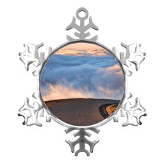 Landscape Sky Clouds Mountain Road Metal Small Snowflake Ornament