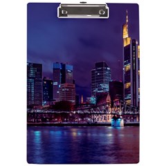 Frankfurt City Skyline Skyscraper A4 Acrylic Clipboard by Sarkoni