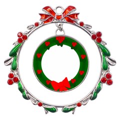 Holiday Wreath Metal X mas Wreath Ribbon Ornament by Amaryn4rt
