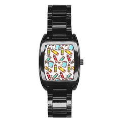 Seamless Pixel Art Pattern Stainless Steel Barrel Watch by Amaryn4rt