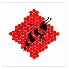 Bee Logo Honeycomb Red Wasp Honey Square Satin Scarf (36  X 36 ) by Amaryn4rt