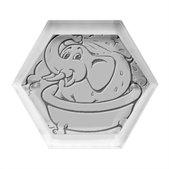 Elephant Bad Shower Hexagon Wood Jewelry Box by Amaryn4rt