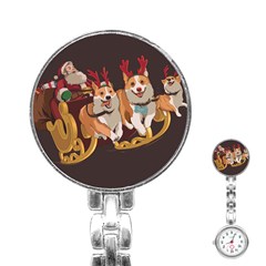 Christmas Santa Claus Dog Sled Stainless Steel Nurses Watch by Sarkoni