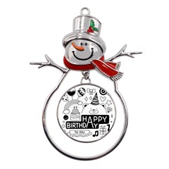 Happy Birthday Celebration Party Metal Snowman Ornament by Sarkoni