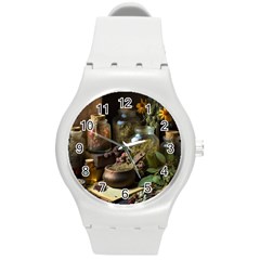 Apothecary Old Herbs Natural Round Plastic Sport Watch (m) by Sarkoni