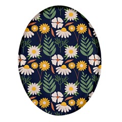 Flower Grey Pattern Floral Oval Glass Fridge Magnet (4 Pack)
