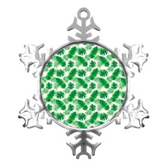 Tropical Leaf Pattern Metal Small Snowflake Ornament by Dutashop