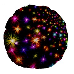 Star Colorful Christmas Abstract Large 18  Premium Flano Round Cushions
