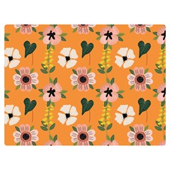 Flower Orange Pattern Floral Premium Plush Fleece Blanket (extra Small) by Dutashop