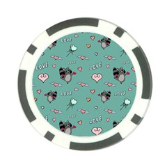 Raccoon Love Texture Seamless Poker Chip Card Guard (10 Pack) by Ravend