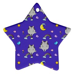 Cat Texture Pattern Seamless Rainbow Ornament (star) by Ravend