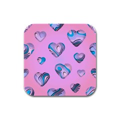 Hearts Pattern Love Background Rubber Square Coaster (4 Pack) by Ravend