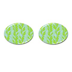 Background Leaves Branch Seamless Cufflinks (oval)