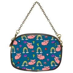 Flowers Pink Pig Piggy Seamless Chain Purse (one Side) by Ravend