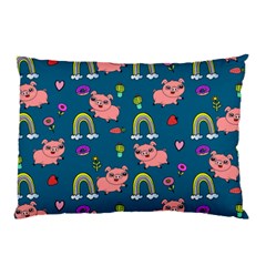 Flowers Pink Pig Piggy Seamless Pillow Case (two Sides) by Ravend