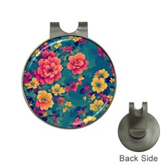 Floral Art Flowers Textile Hat Clips With Golf Markers