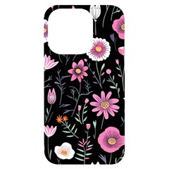 Flowers Pattern Iphone 14 Pro Black Uv Print Case by Ravend