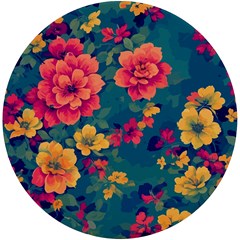 Floral Art Flowers Textile Uv Print Round Tile Coaster