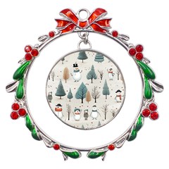 Snowman Snow Christmas Metal X mas Wreath Ribbon Ornament