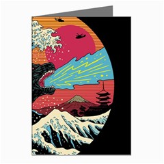 Retro Wave Kaiju Godzilla Japanese Pop Art Style Greeting Cards (pkg Of 8) by Modalart
