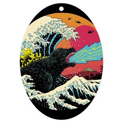 Retro Wave Kaiju Godzilla Japanese Pop Art Style Uv Print Acrylic Ornament Oval by Modalart
