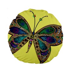 Butterfly Mosaic Yellow Colorful Standard 15  Premium Round Cushions by Amaryn4rt