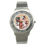 Dogs Pet Background Pack Terrier Stainless Steel Watch Front