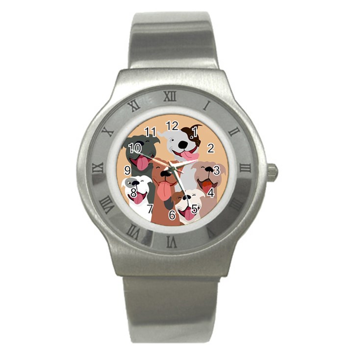 Dogs Pet Background Pack Terrier Stainless Steel Watch