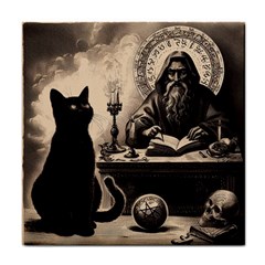 Magician And Black Cat Tile Coaster by Malvagia