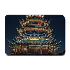 Blue Yellow And Green Lighted Pagoda Tower Plate Mats by Modalart