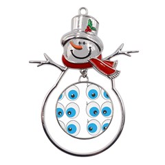 Eyes Comic Cartoon Fun Funny Toon Metal Snowman Ornament by Ndabl3x