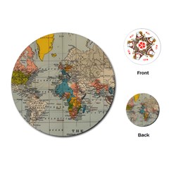 Vintage World Map Playing Cards Single Design (round) by Ndabl3x