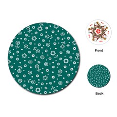 Flowers Floral Background Green Playing Cards Single Design (round)