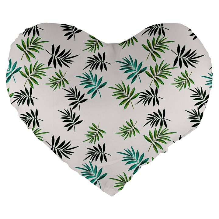 Leaves Plants Design Large 19  Premium Flano Heart Shape Cushions